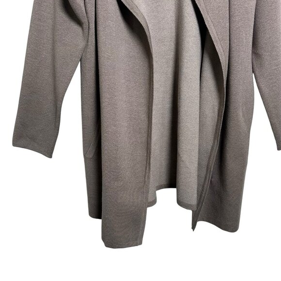 Sioni Large Open Front Longline Soft Cardigan Brown Cozy Minimalist Cotton - Picture 4 of 12